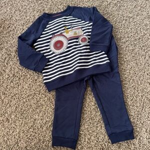 Rorie Whelan Navy Striped Tractor Set size 24 months